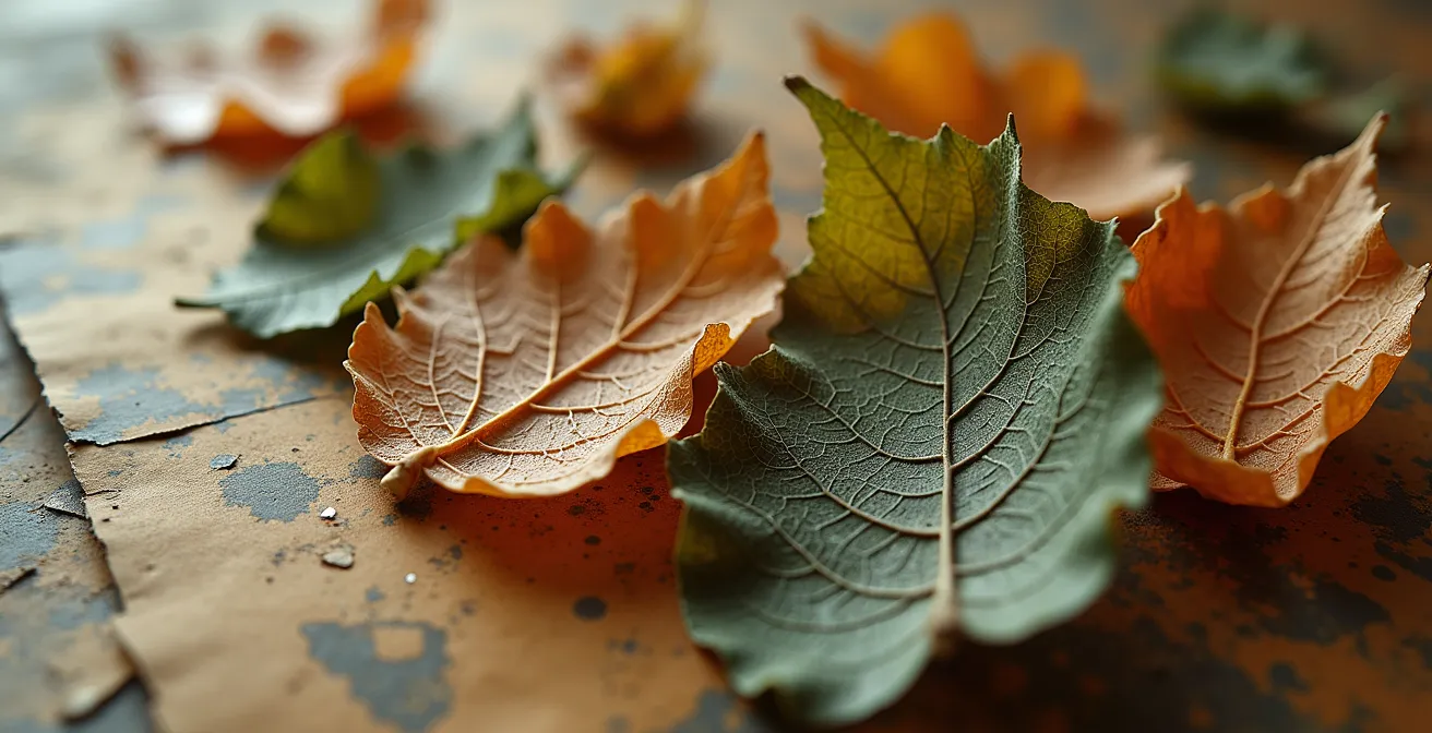 Dettaglio macro di elementi organici cristallizzati e documentazione artistica