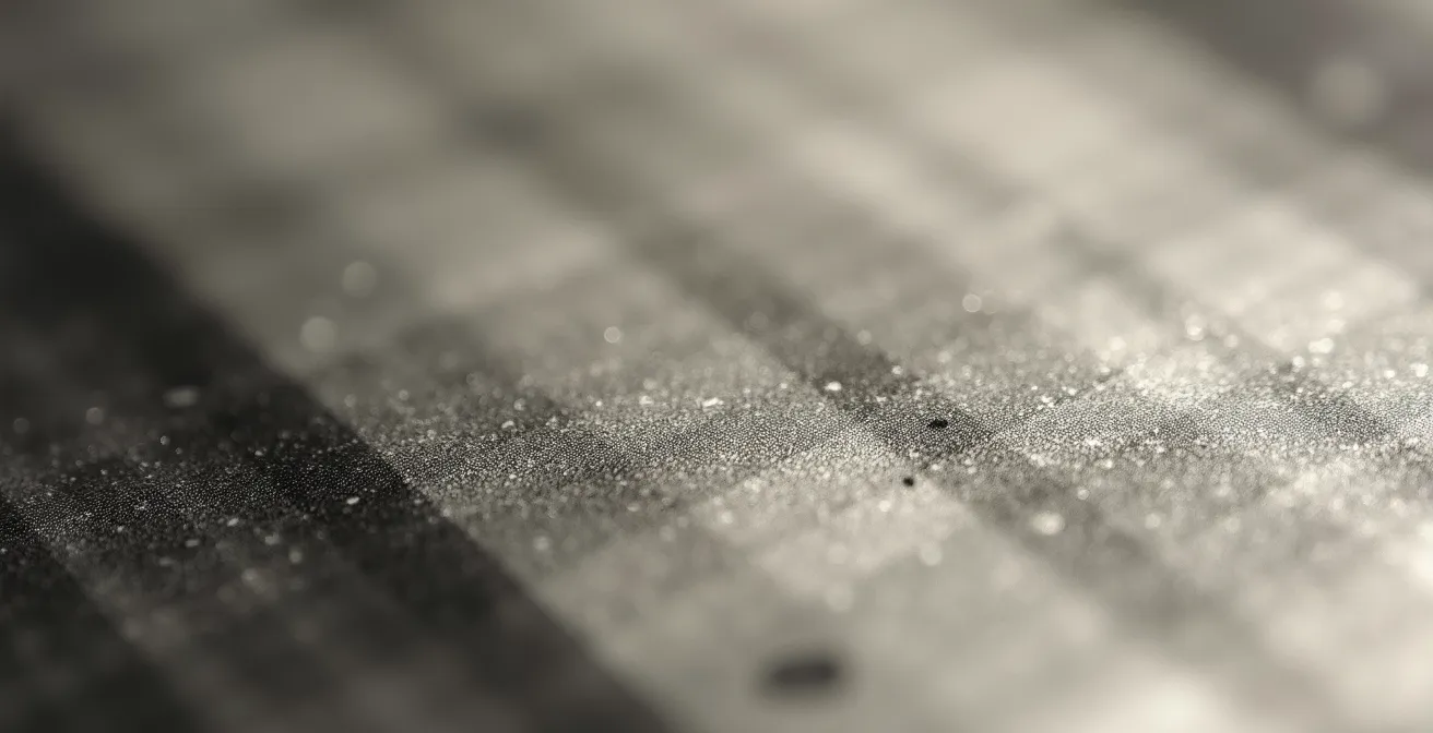 Dettaglio macro che mostra la grana argentica di una stampa analogica vintage