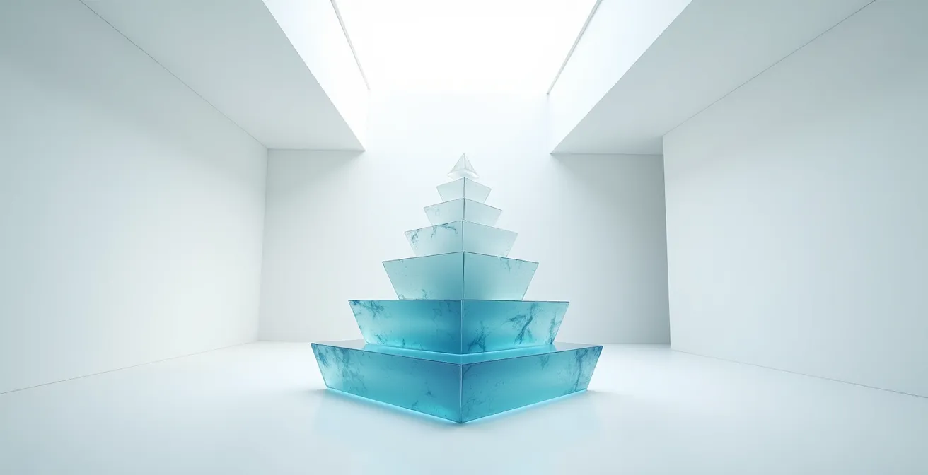 Piramide che mostra la stratificazione del rischio negli investimenti artistici dal basso verso l'alto