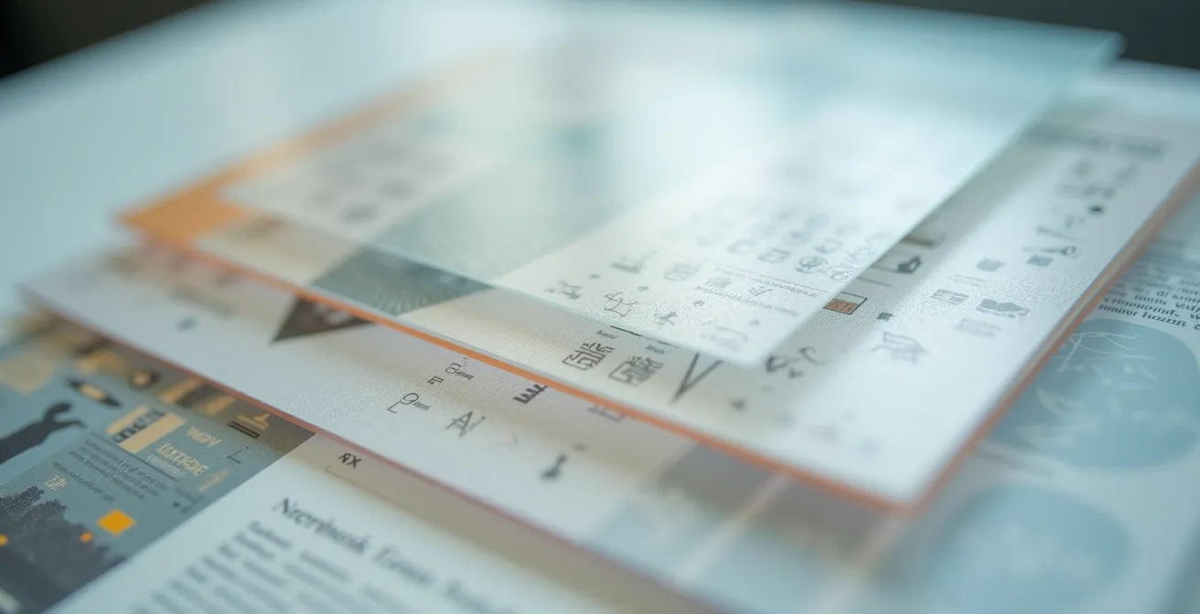 Pannello museale con livelli di informazione progressivi visibili in trasparenza