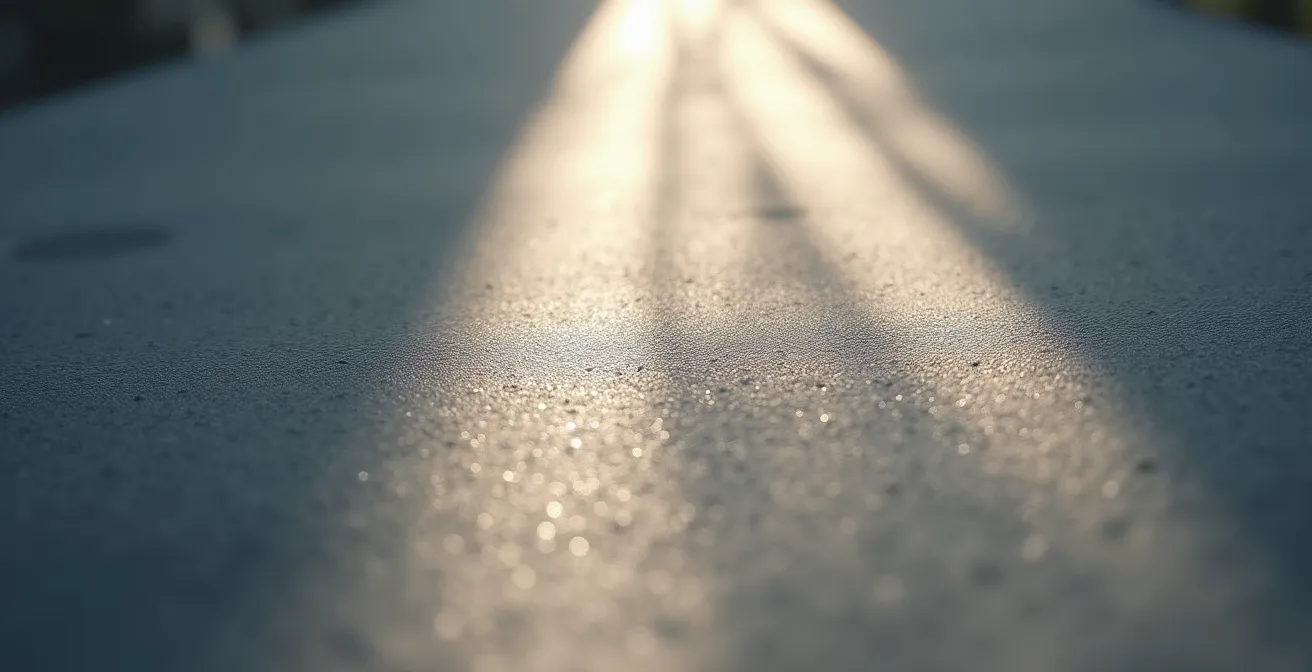 Installazione artistica minimalista con giochi di luce in uno spazio vuoto