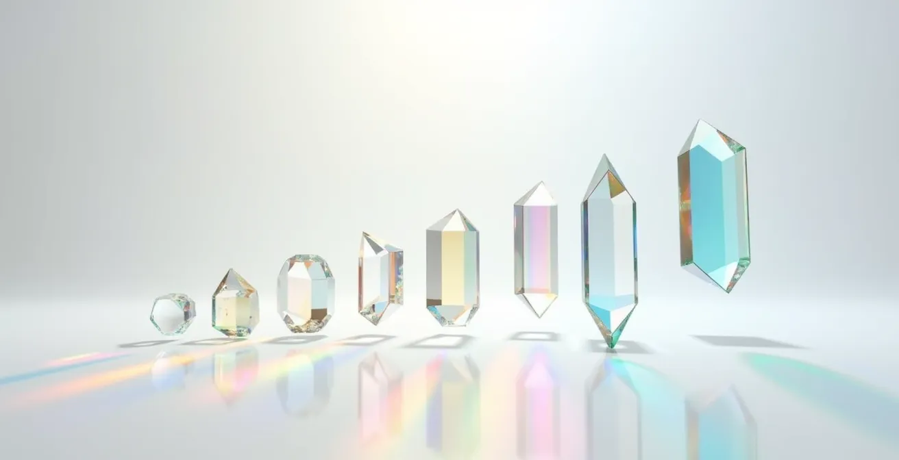 Grafico astratto tridimensionale con curve ascendenti in cristallo e luce