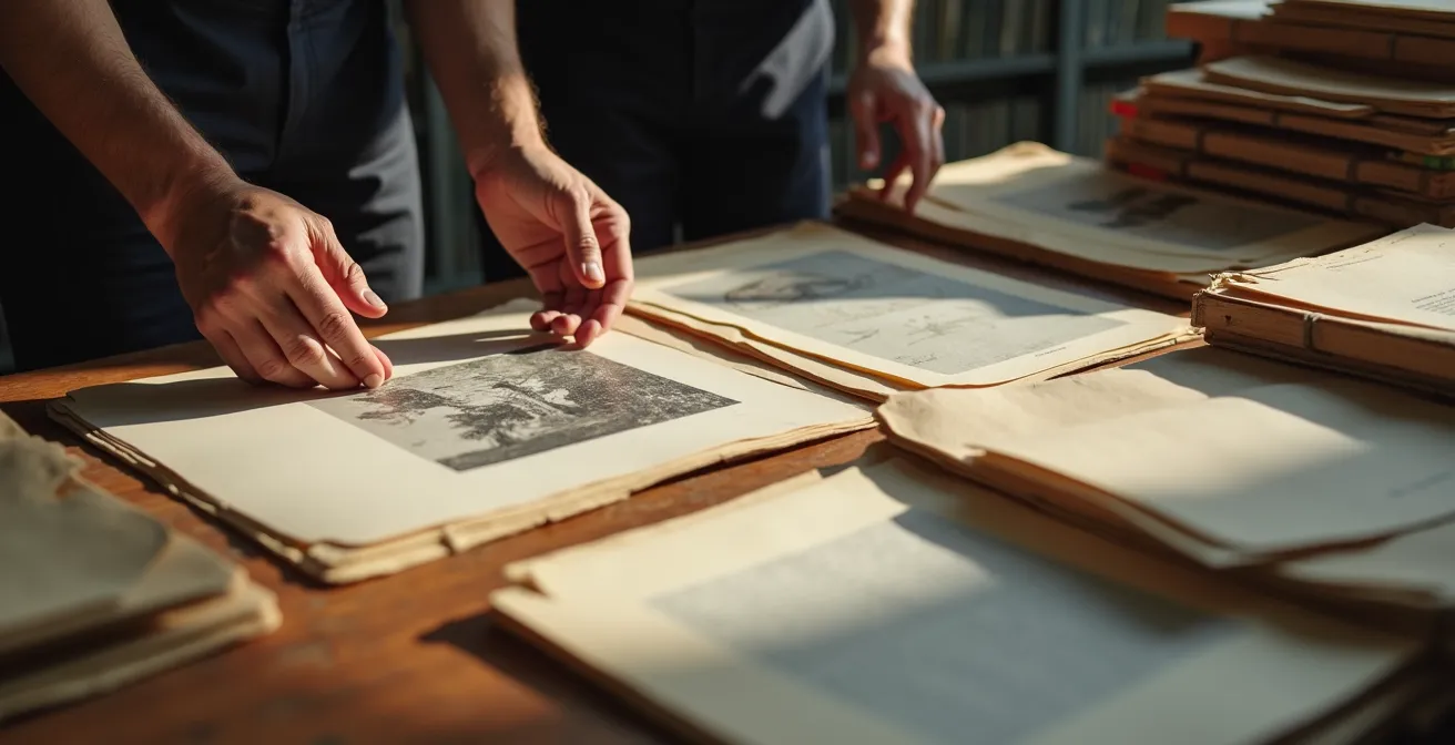 Dossier fisico con documenti dell'opera organizzati metodicamente