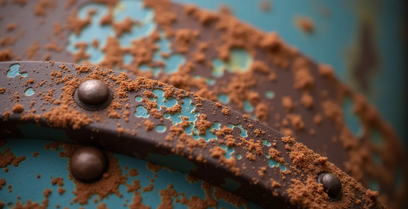 La ruggine e la patina del tempo su un ready-made come testimonianza della sua storia vissuta