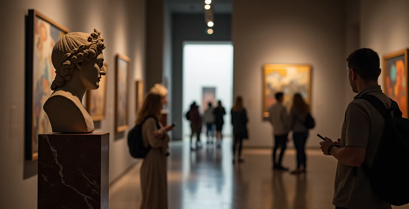 Percorso narrativo che collega arte antica e moderna in un museo