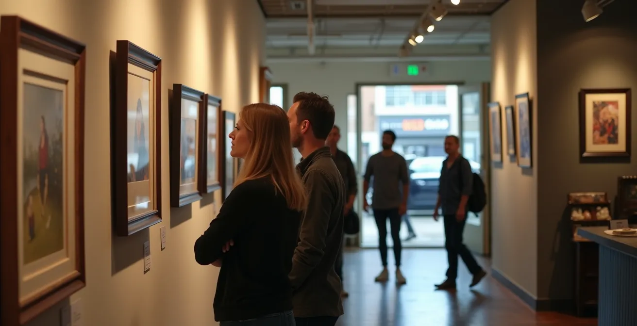 Confronto visivo tra galleria professionale e spazio espositivo commerciale